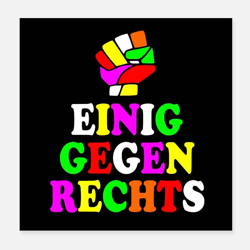 Einig gegen rechts Poster 20x20 cm