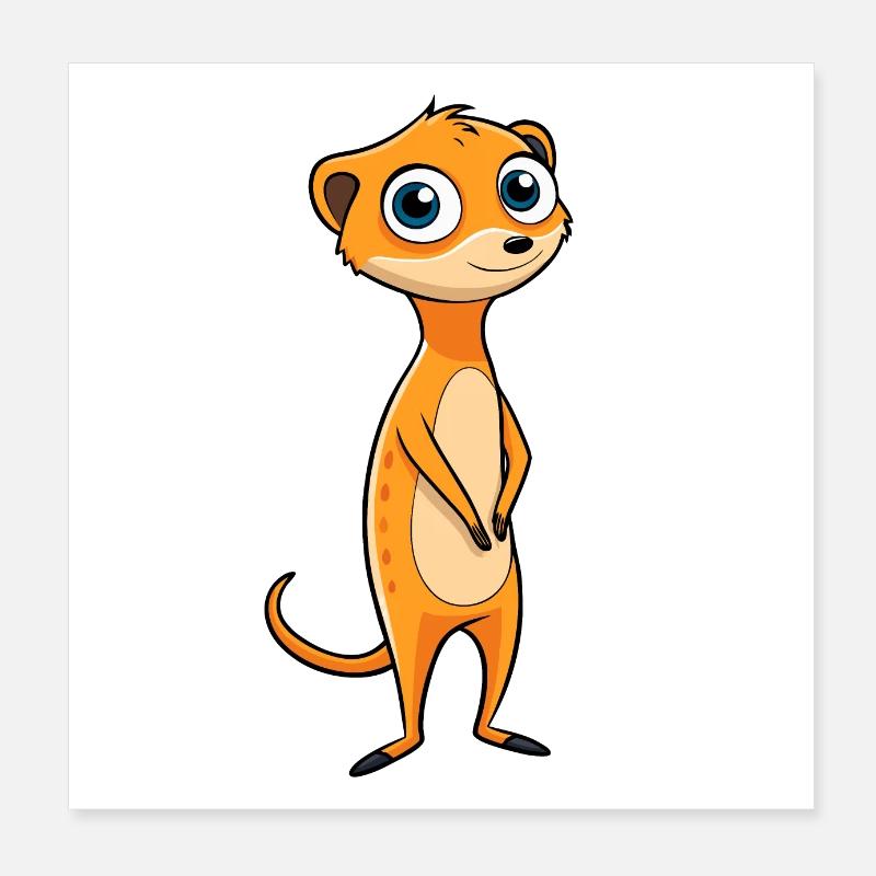 Suricate effrayé Cartoon Illustration - Poster 20 x 20 cm