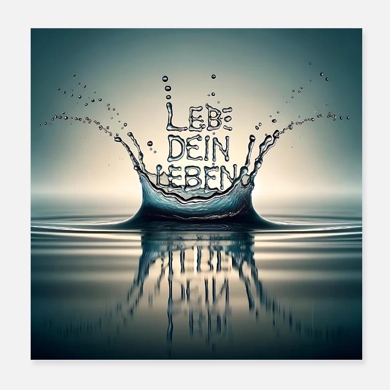 "Lebe dein Leben" Wassertropfen des Meeres Poster 20x20 cm