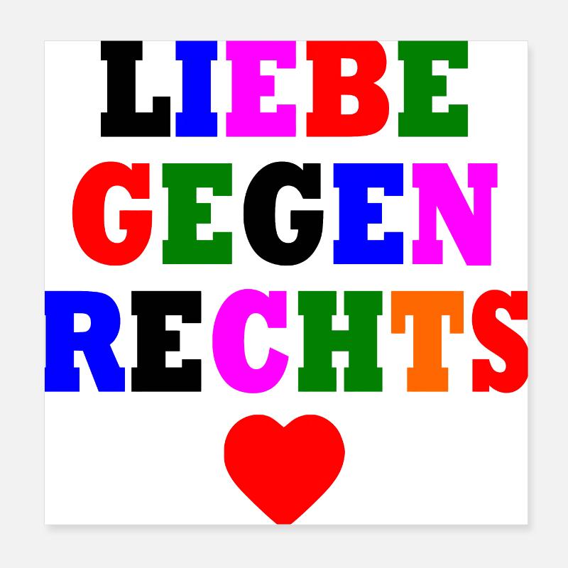 Liebe gegen rechts Poster 20x20 cm