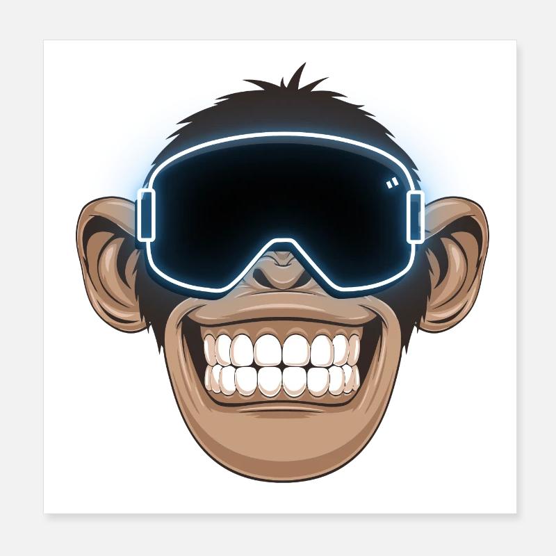 affe mit skibrille Poster 20x20 cm