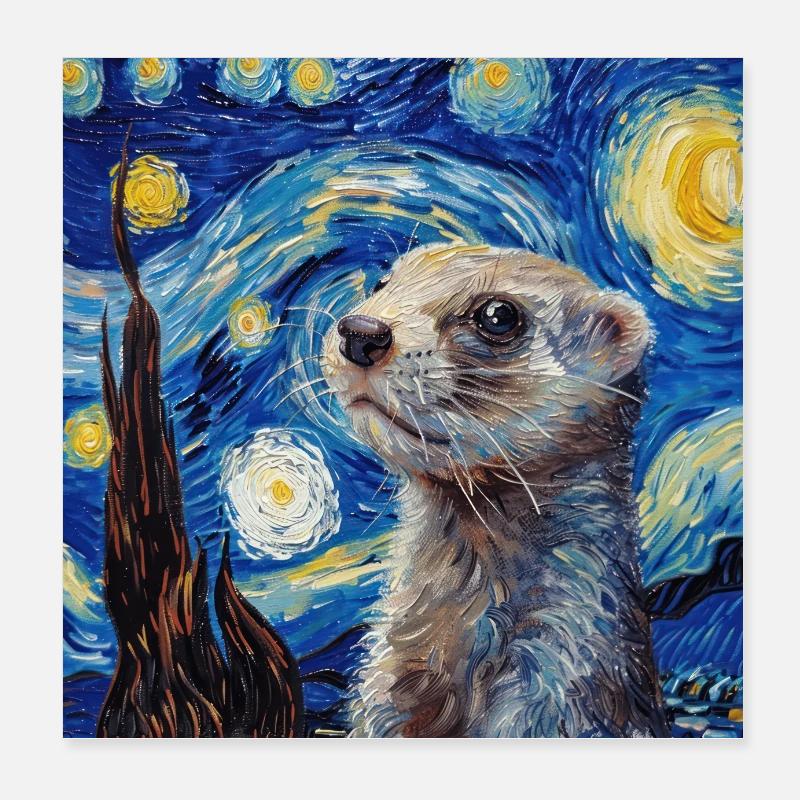 Furet, Van Gogh, Cadeau Poster 20 x 20 cm