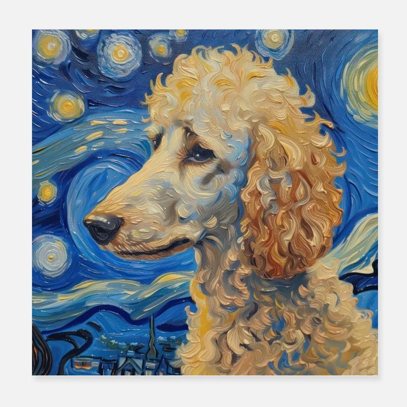 Caniche Van Gogh cadeau Poster 20 x 20 cm