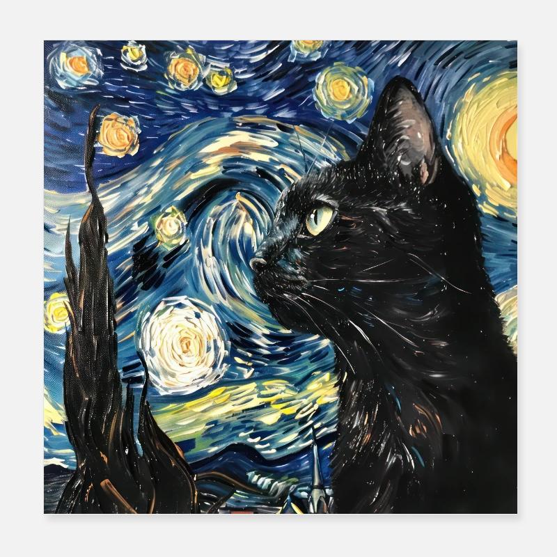 Chat, Motif De Chat Poster 20 x 20 cm