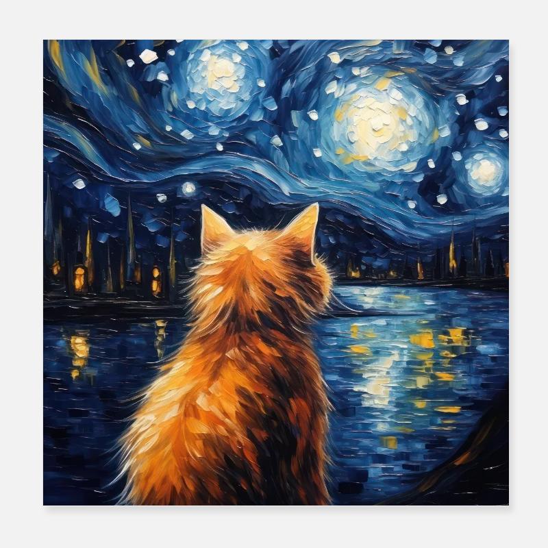 Chat, Motif De Chat Poster 20 x 20 cm