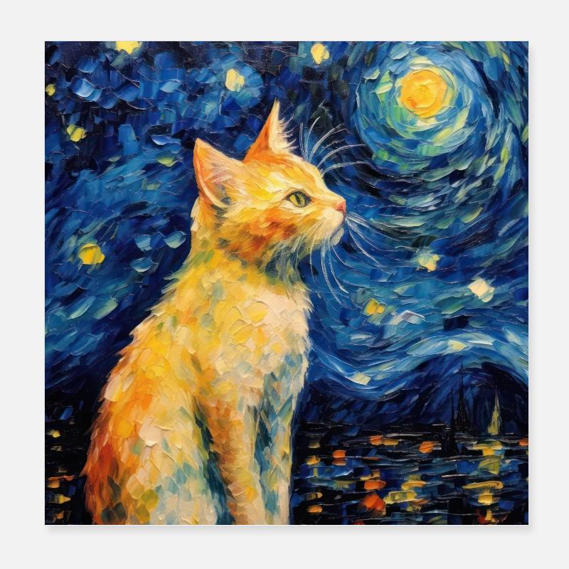 Chat, Motif De Chat Poster 20 x 20 cm