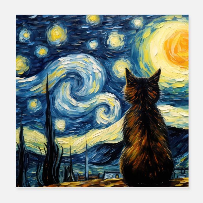 Chat, Motif De Chat Poster 20 x 20 cm