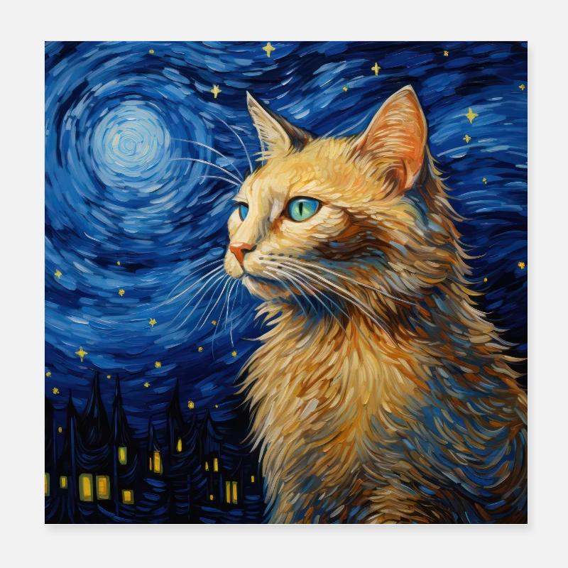Chat, Motif De Chat Poster 20 x 20 cm