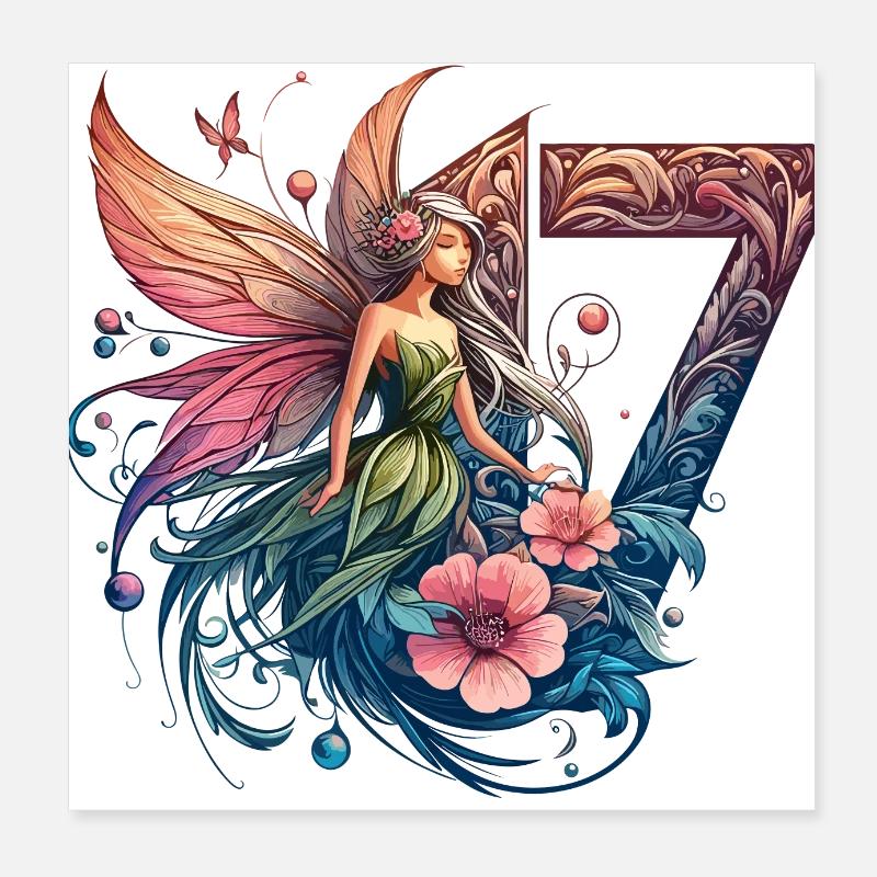 17 ans fée elfe mignon cadeau d’anniversaire Poster 20 x 20 cm