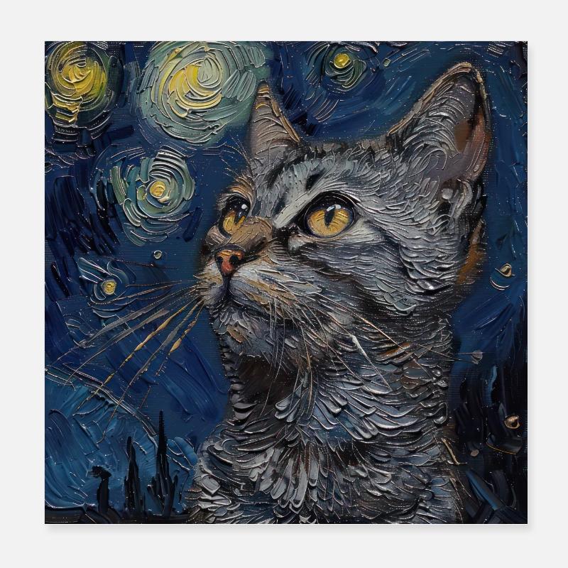 Cat, Cat Motif, Poster 8" x 8" (20x20 cm)