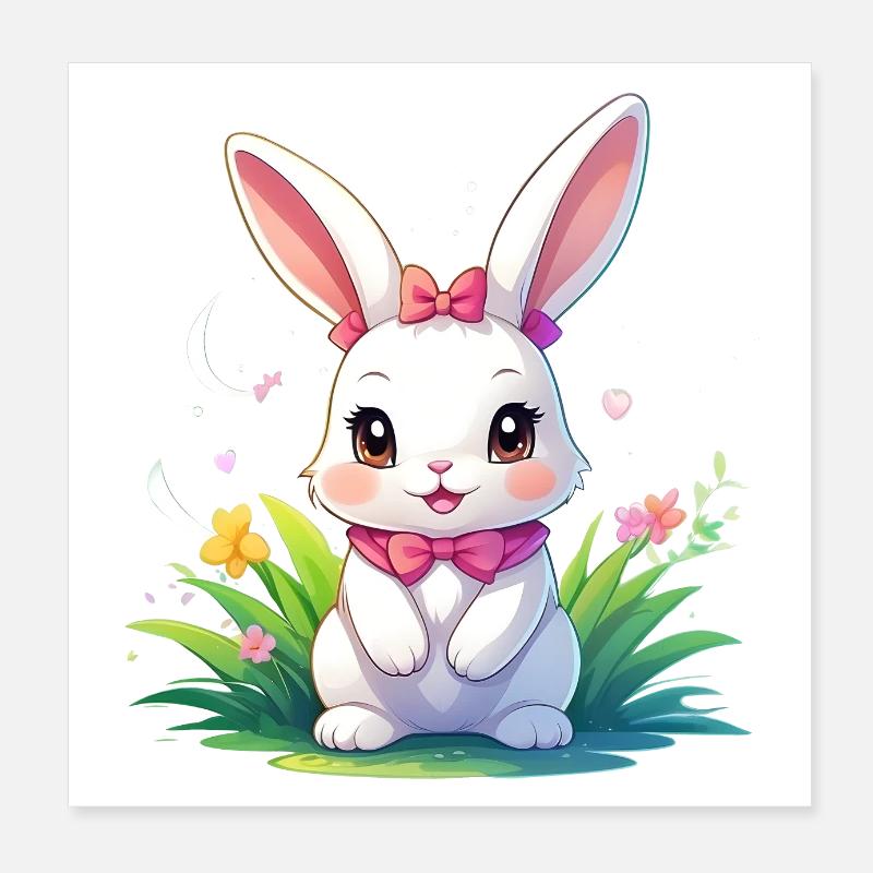 Lapin doux Poster 20 x 20 cm