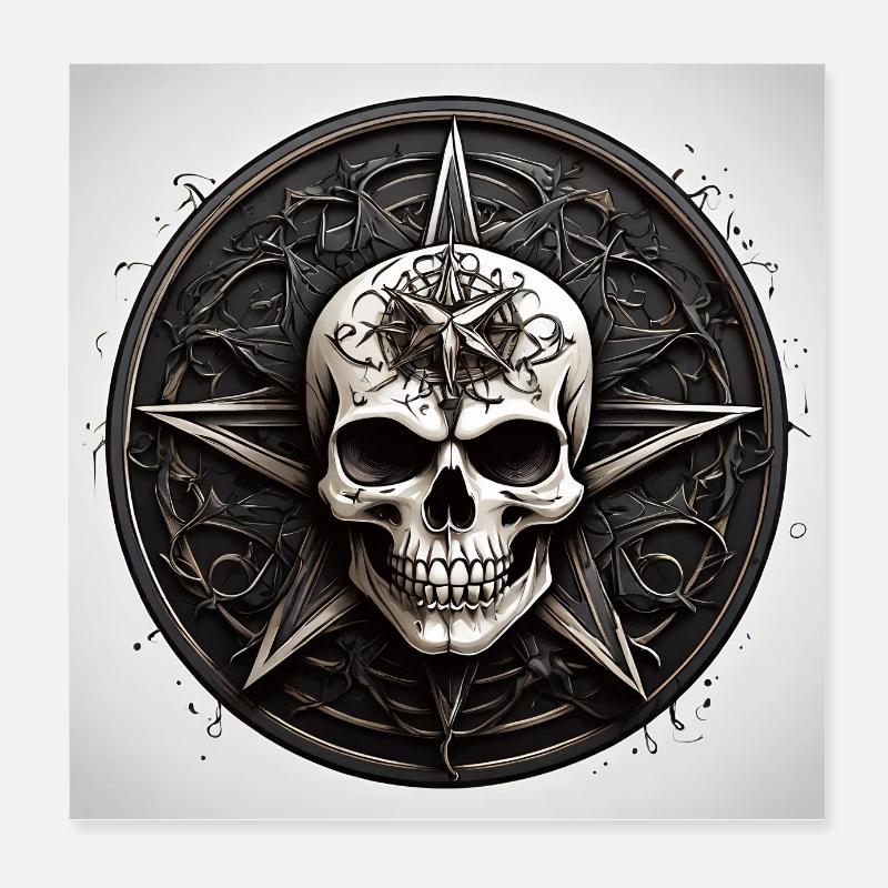 decorative decorated skull motif in gothic style Poster 8" x 8" (20x20 cm)