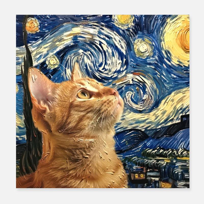 Chat, Motif De Chat Poster 20 x 20 cm