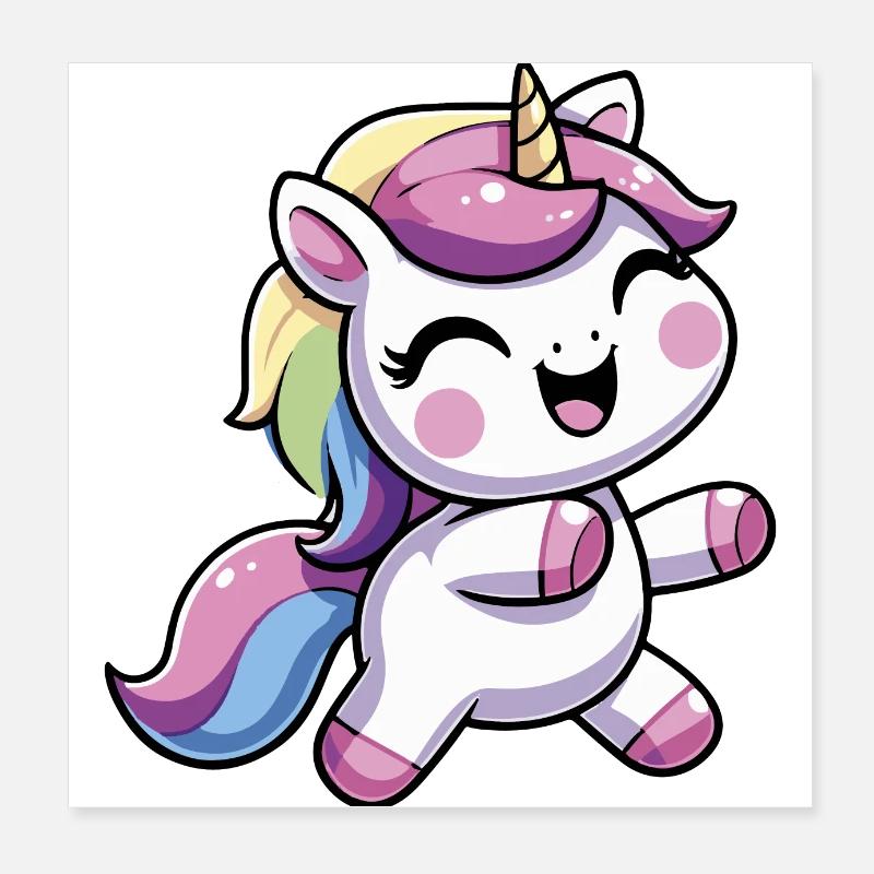 Fröhliches Einhorn tanzt Poster 20x20 cm