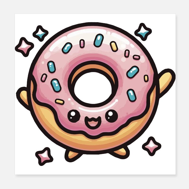 Niedlicher Chibi Kawaii Donut Poster 20x20 cm
