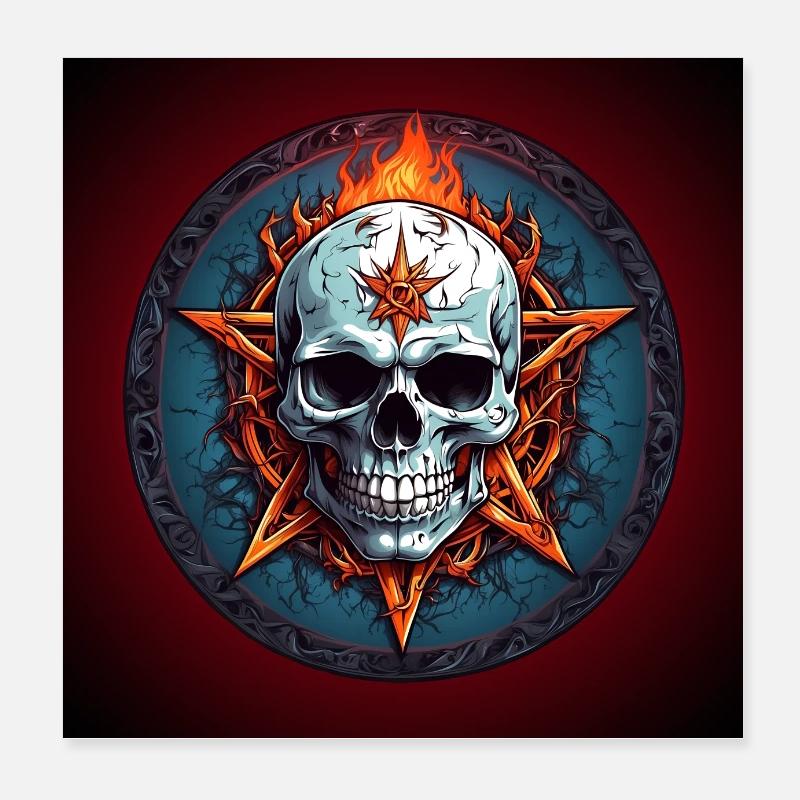 dekoratives farbenfrohes Skullmotiv im Gothic Stil Poster 20x20 cm