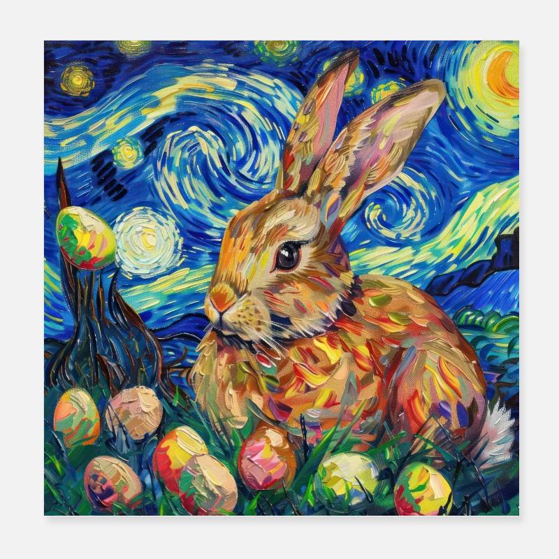 lapin de Pâques, Pâques, lapin, joyeuses Pâques, oeufs de Pâques Poster 20 x 20 cm