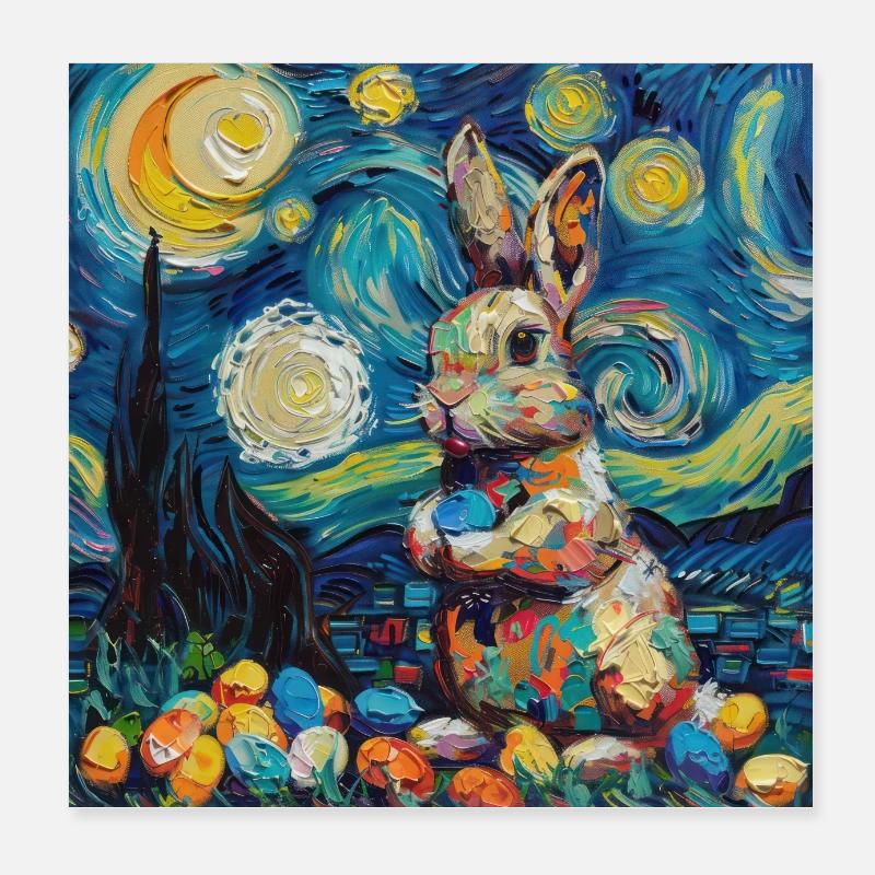 lapin de Pâques, Pâques, lapin, joyeuses Pâques, oeufs de Pâques Poster 20 x 20 cm