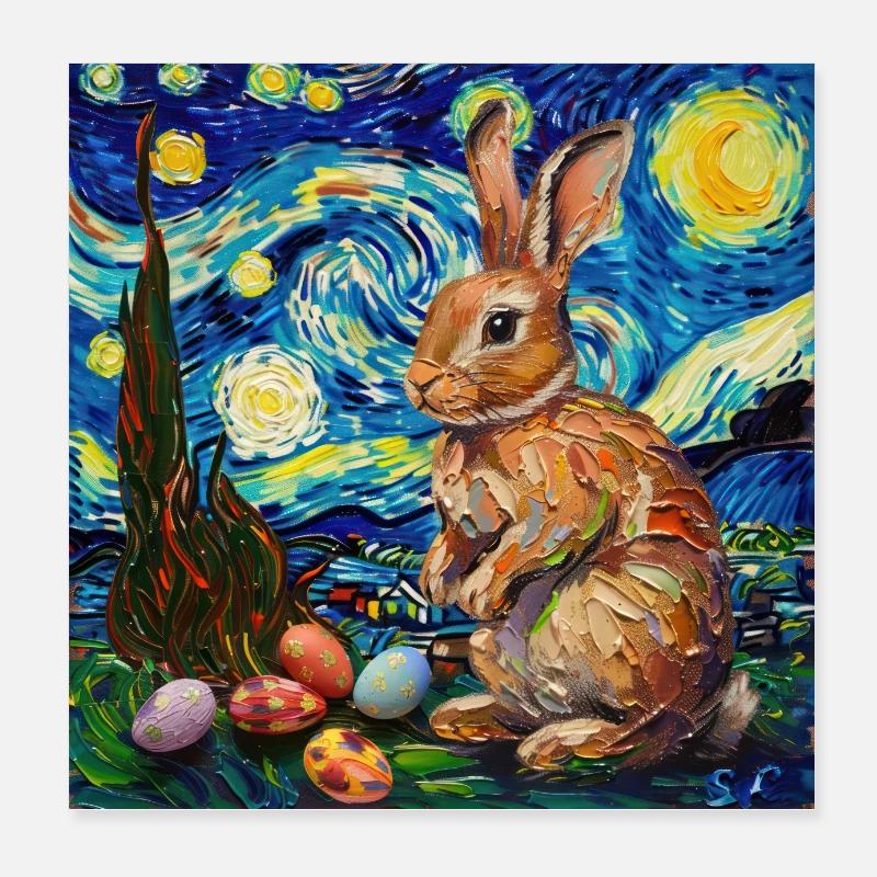 lapin de Pâques, Pâques, lapin, joyeuses Pâques, oeufs de Pâques Poster 20 x 20 cm