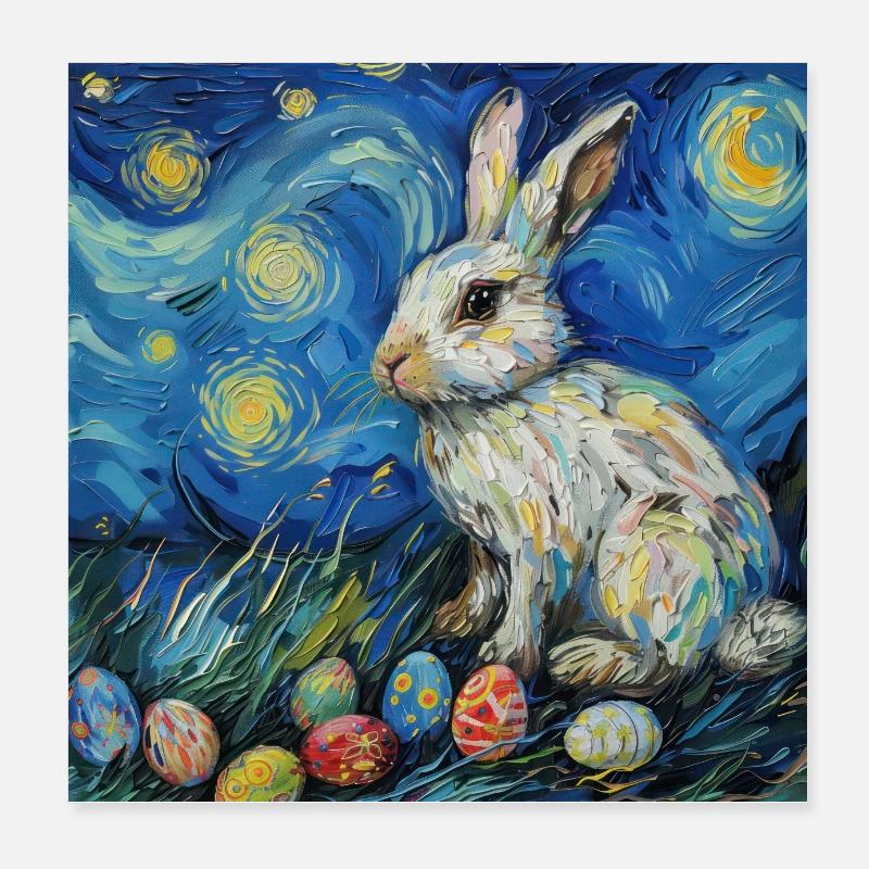 easter bunny, easter, bunny, happy easter, easter eggs Poster 8" x 8" (20x20 cm)