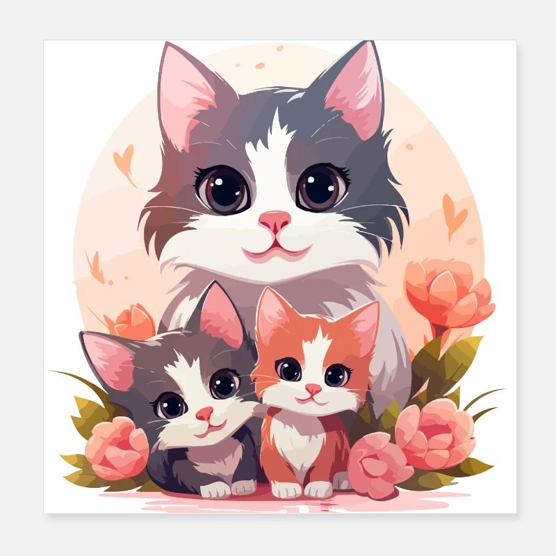 T-shirt Chats Poster 20 x 20 cm