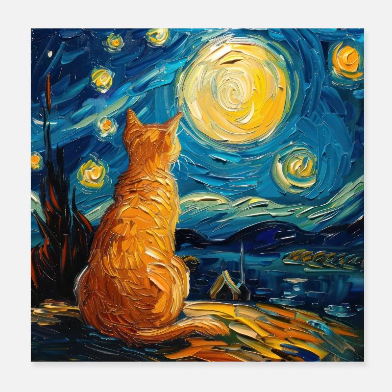 Cat, Cat Motif Poster 8" x 8" (20x20 cm)