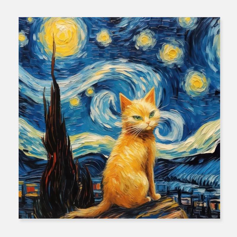 Cat, Cat Motif Poster 8" x 8" (20x20 cm)
