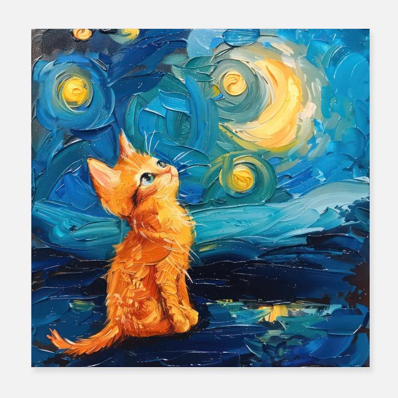 Cat, Cat Motif Poster 8" x 8" (20x20 cm)