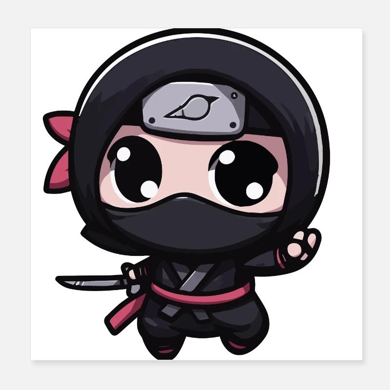 Mignon Kawaii Chibi Ninja Poster 20 x 20 cm