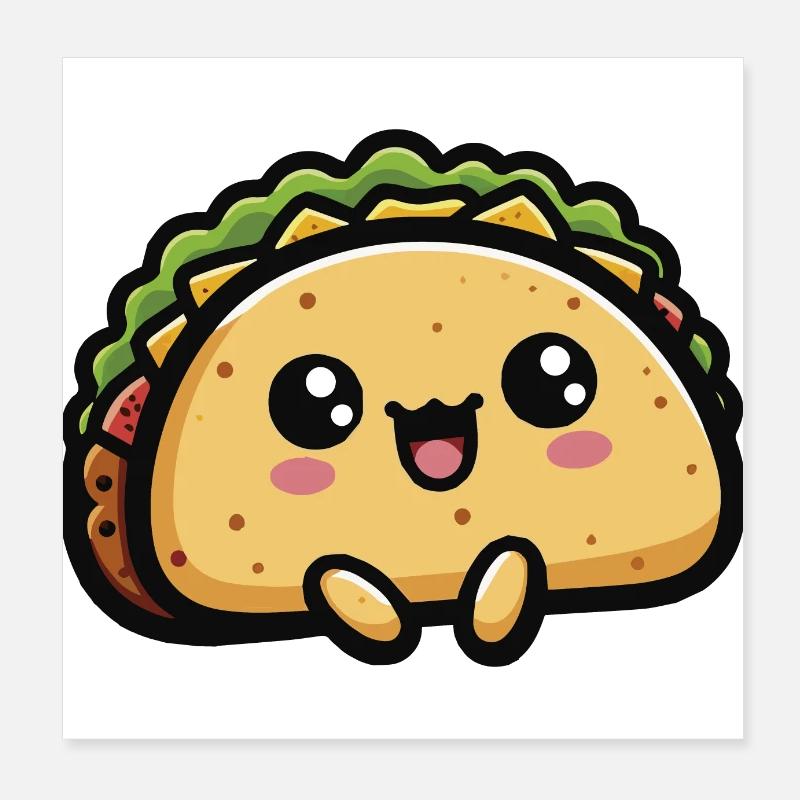 Mignon Kawaii Chibi Tacos 1 Poster 20 x 20 cm