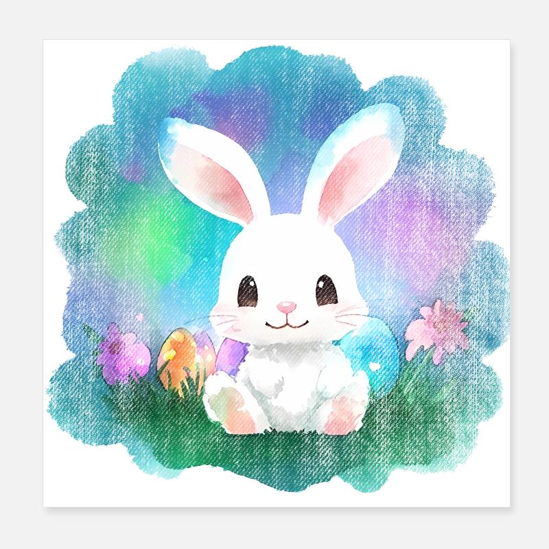 Lapin de Pâques Oeufs de Pâques Oeufs Poster 20 x 20 cm