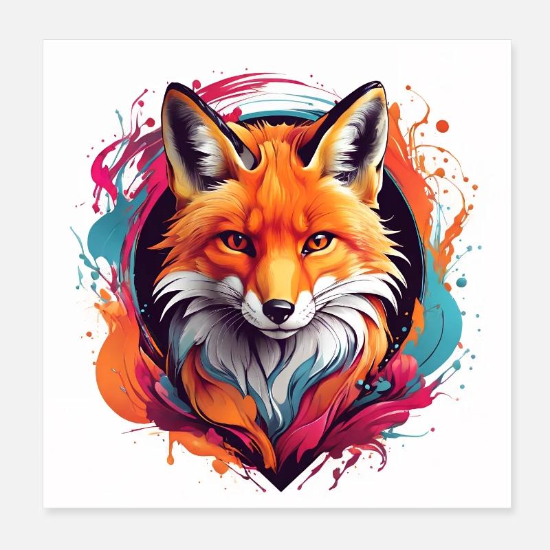 Poster Red Fox Fox Portrait Poster 8" x 8" (20x20 cm)
