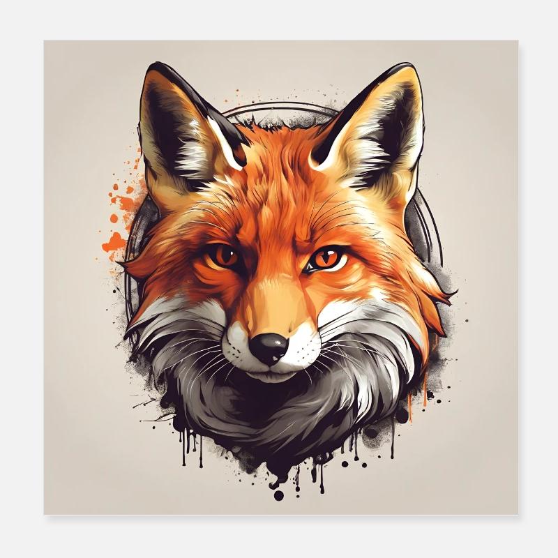 Portrait de renard roux Poster 20 x 20 cm