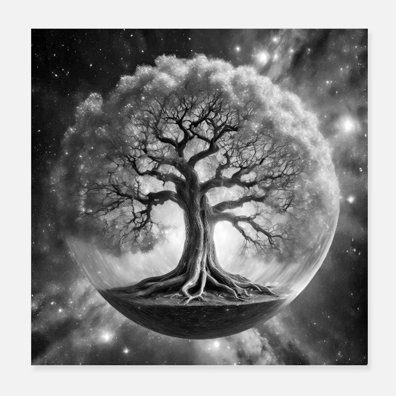 Der Kosmische Yggdrasil Poster 20x20 cm