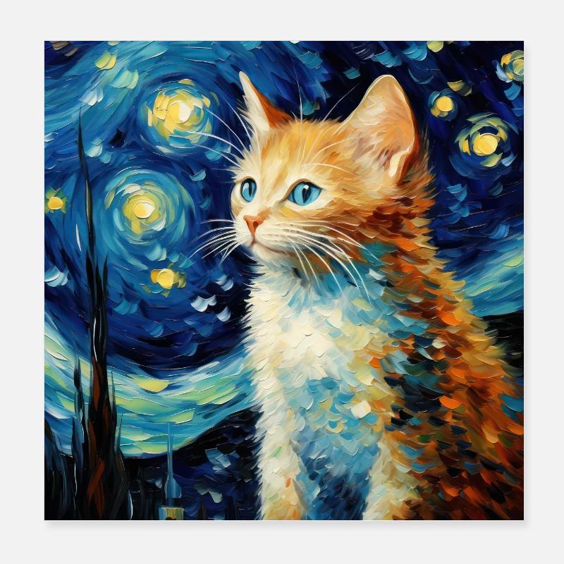 Chat, Motif De Chat Poster 20 x 20 cm