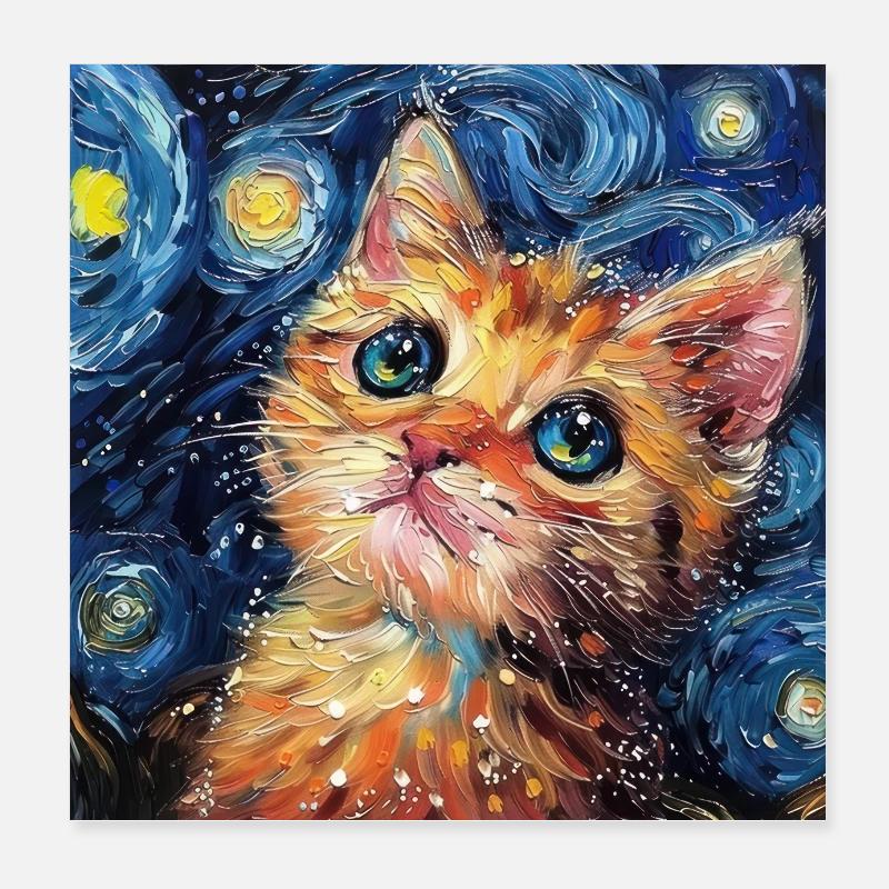 Chat, Motif De Chat Poster 20 x 20 cm