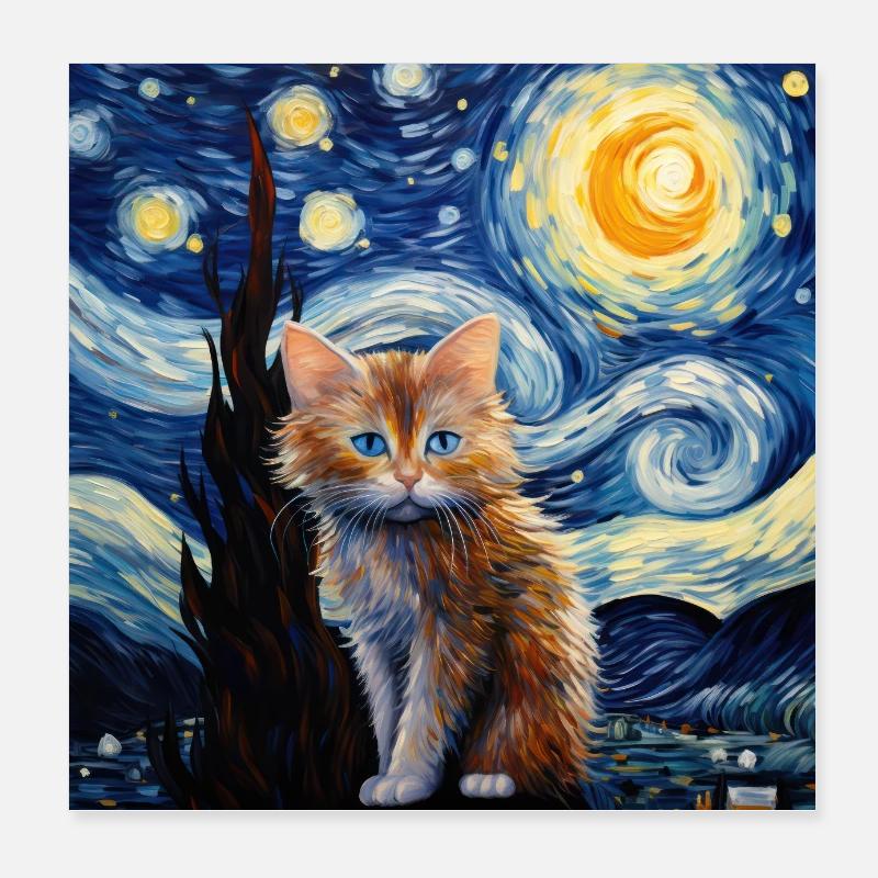 Chat, Motif De Chat Poster 20 x 20 cm