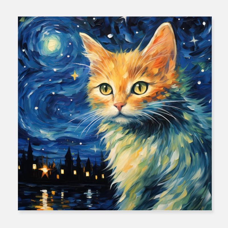 Chat, Motif De Chat Poster 20 x 20 cm