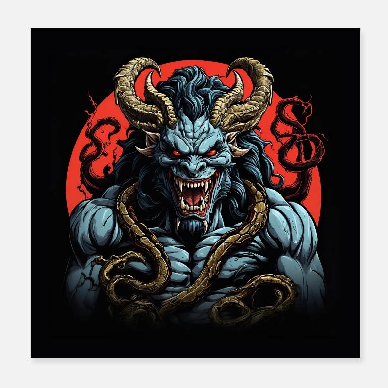 Diable musclé Poster 20 x 20 cm