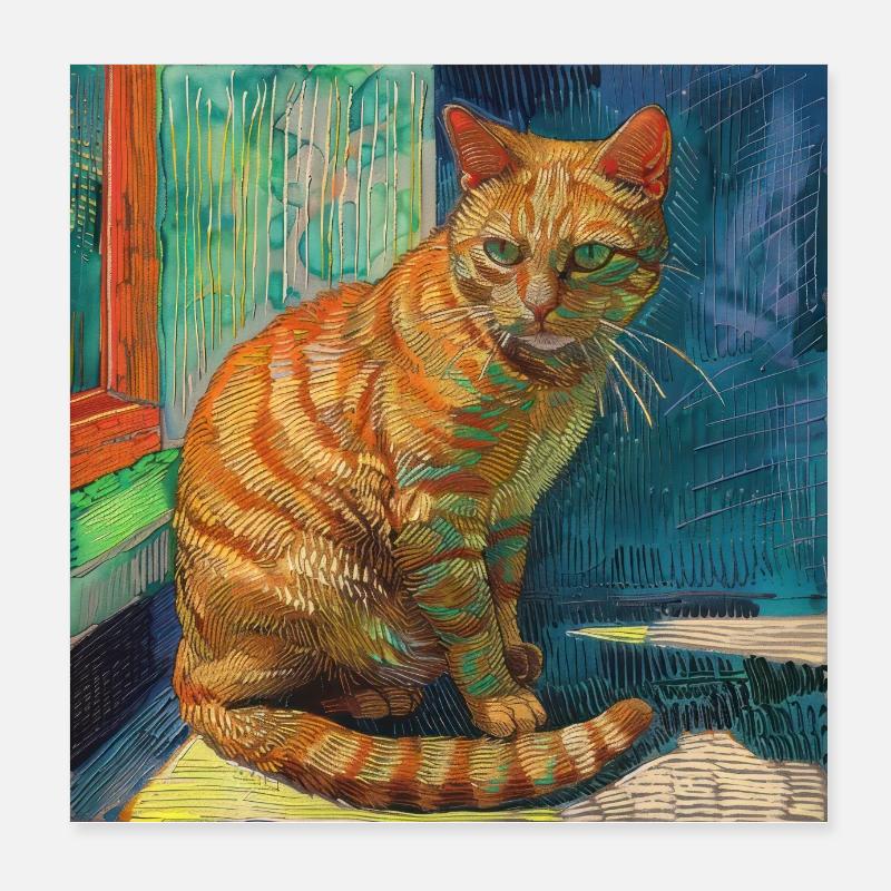 Chat, motif chat, pop art, cadeau, idée cadeau Poster 20 x 20 cm