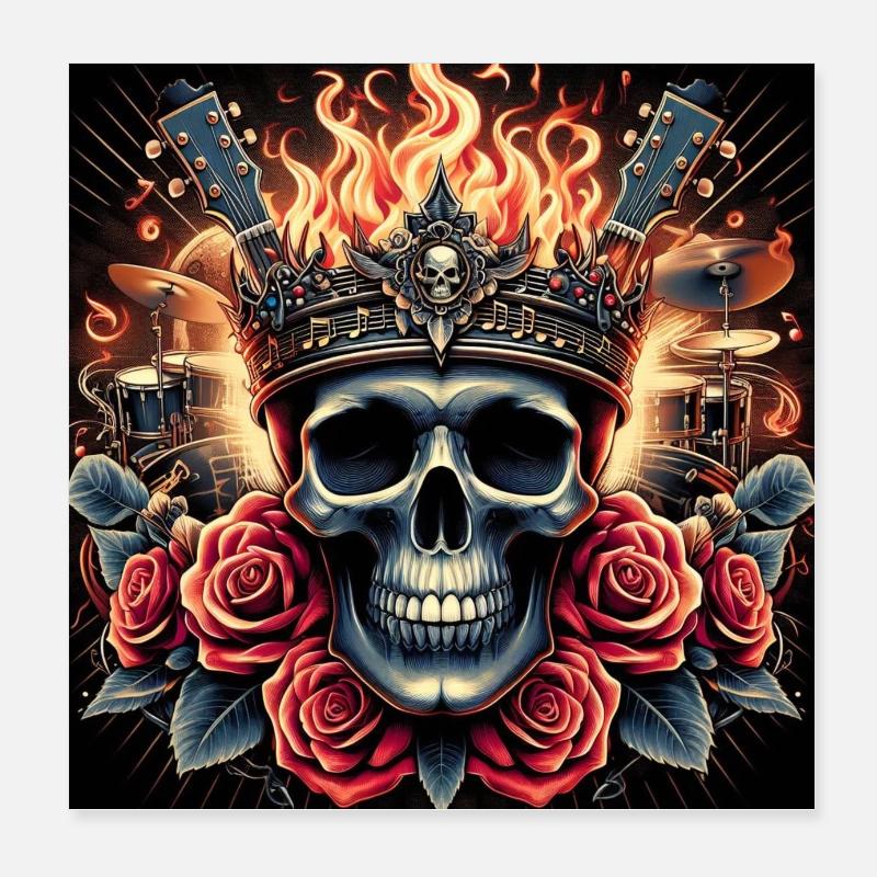 Brennender Schädel Poster 20x20 cm