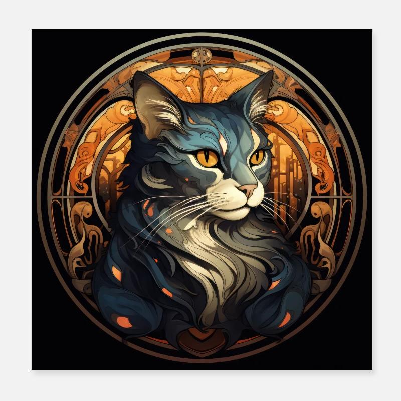 Chat, motif de chat, vintage, cadeau Poster 20 x 20 cm