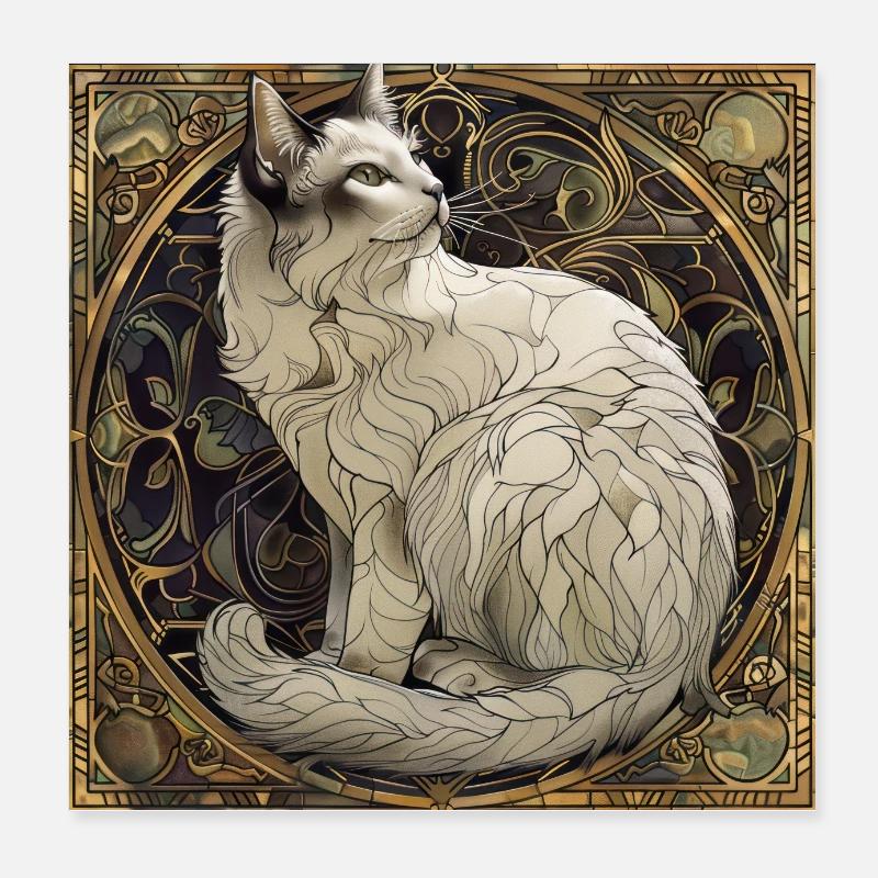 Katze, katzenmotiv, vintage, geschenk Poster 20x20 cm