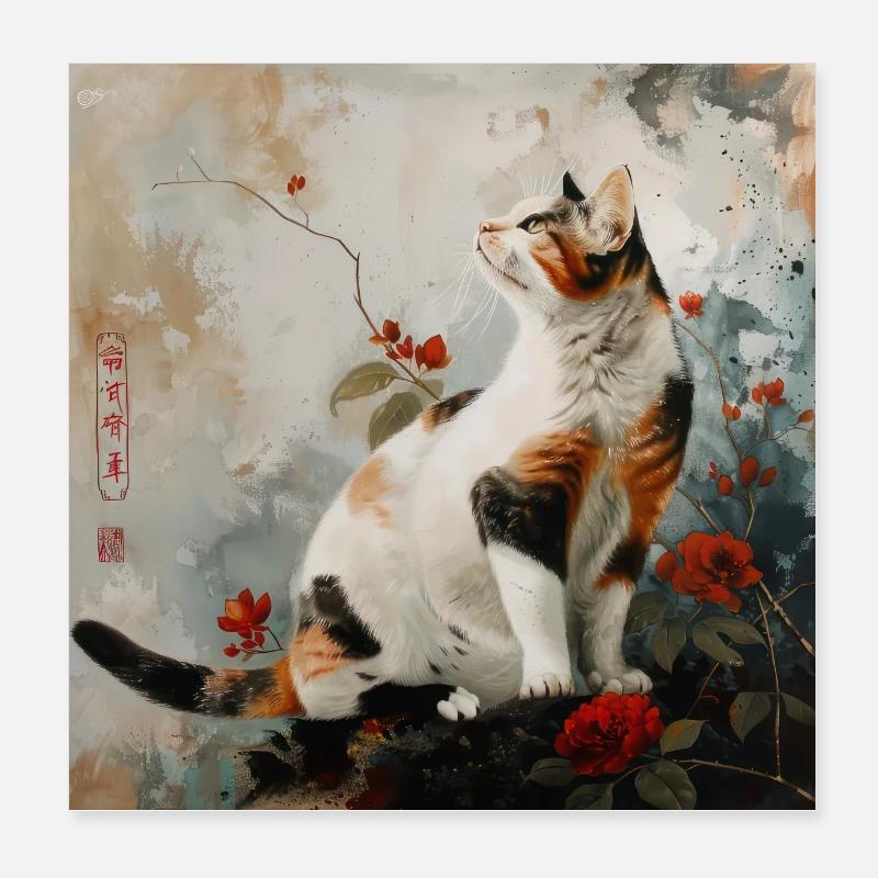 Katze, katzenmotiv, vintage, geschenk Poster 20x20 cm