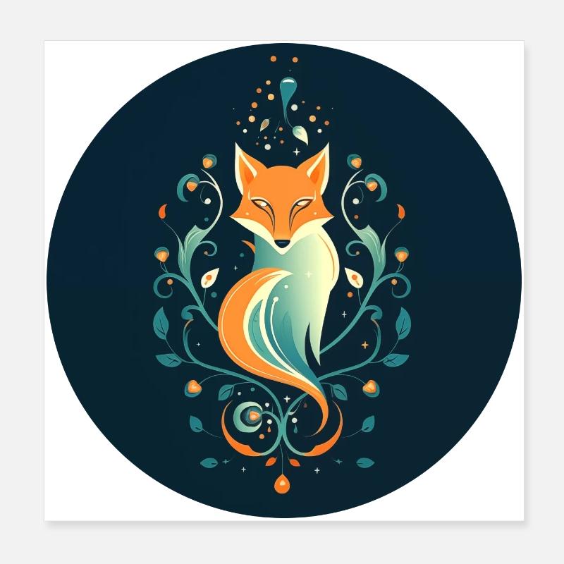 Fuchs mit Ornamenten Poster 20x20 cm