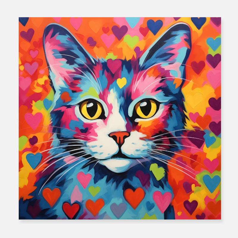 Katze, katzenmotiv, herz, geschenk, geschenkideen Poster 20x20 cm
