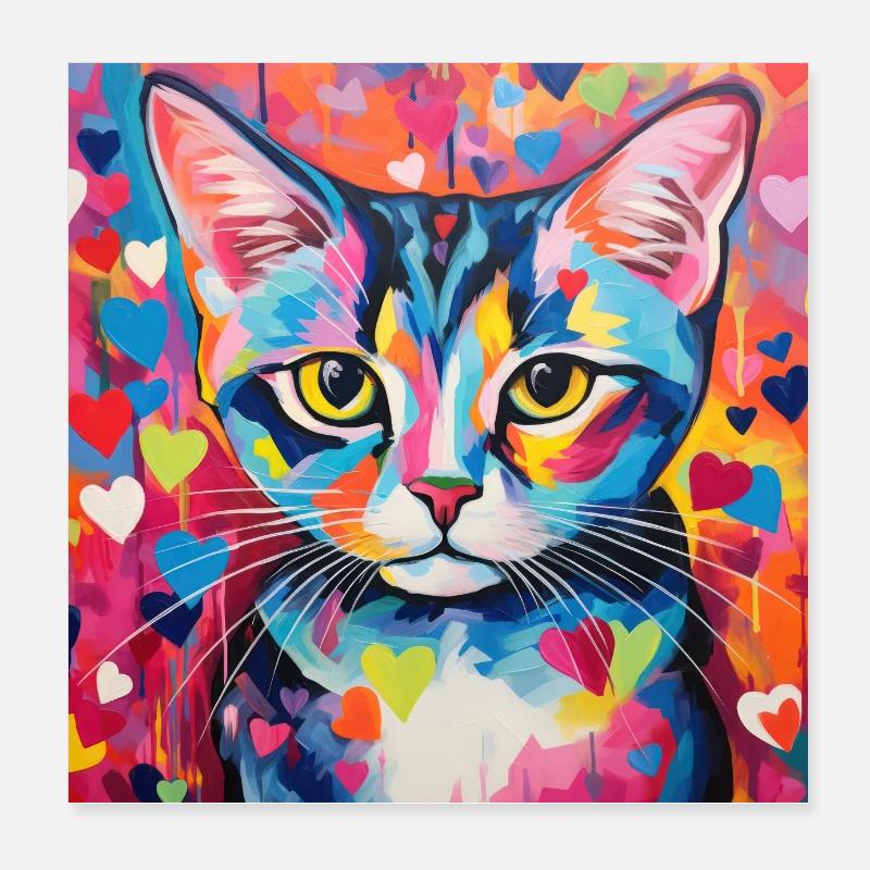 Katze, katzenmotiv, herz, geschenk, geschenkideen Poster 20x20 cm