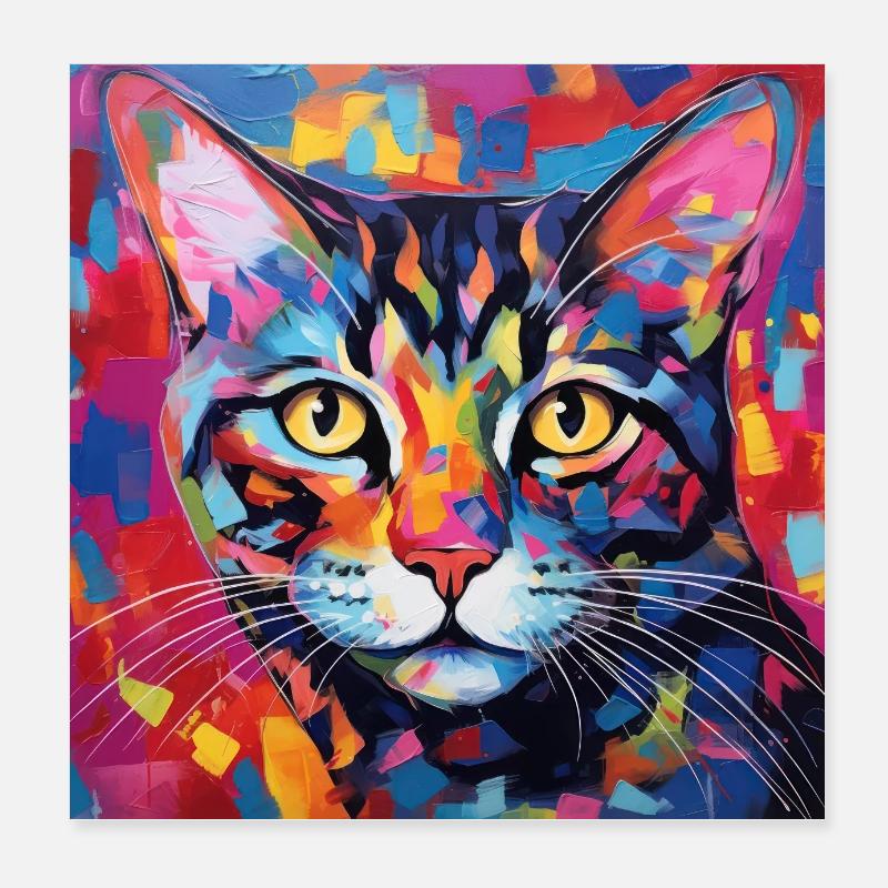 Katze, katzenmotiv, popart, geschenk, geschenkidee Poster 20x20 cm