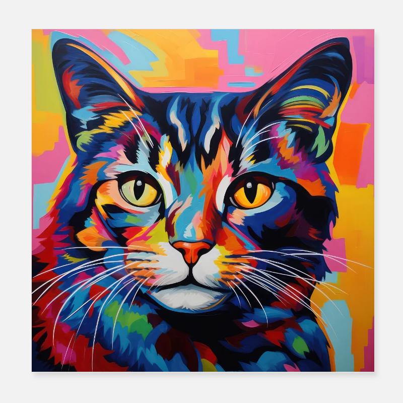 Cat, cat motif, pop art, gift, gift idea Poster 8" x 8" (20x20 cm)