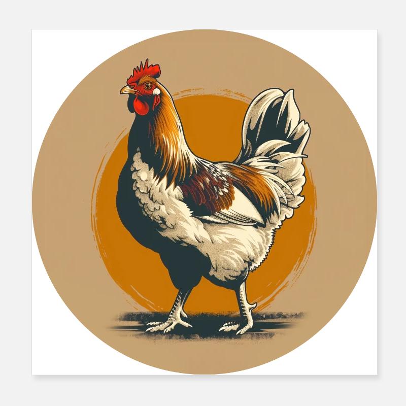 Hahn mit rotem Kamm Poster 20x20 cm
